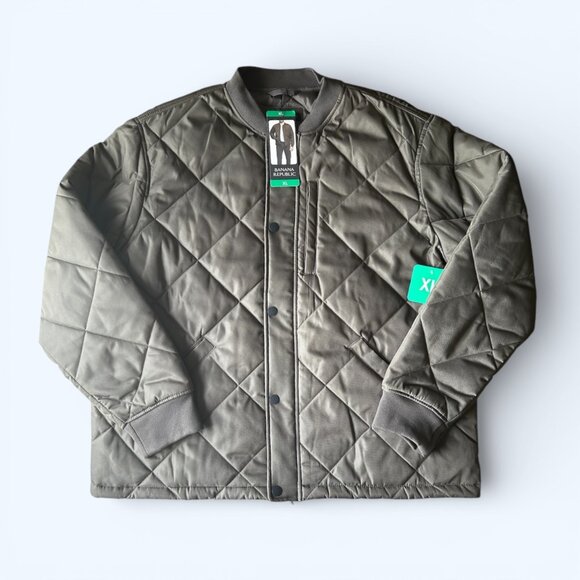 Banana Republic Men’s Quilted Bomber Jacket Green Size XL - Picture 8 of 8